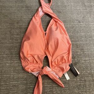Victoria's Secret Pink Wrap High-Neck Halter Bloom Bikini Top Coral L NWT